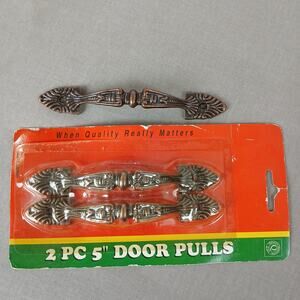 three 5" ornate antique-style door pull handles plastic drawer cabinet copper